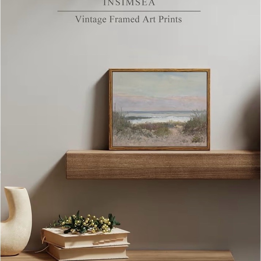 Coastal Framed Wall Art - Soft Pastel Beach Painting